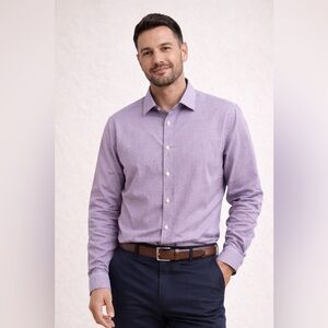 Ben Sherman Tailored Stretch Fit Lavender Check Shirt XL